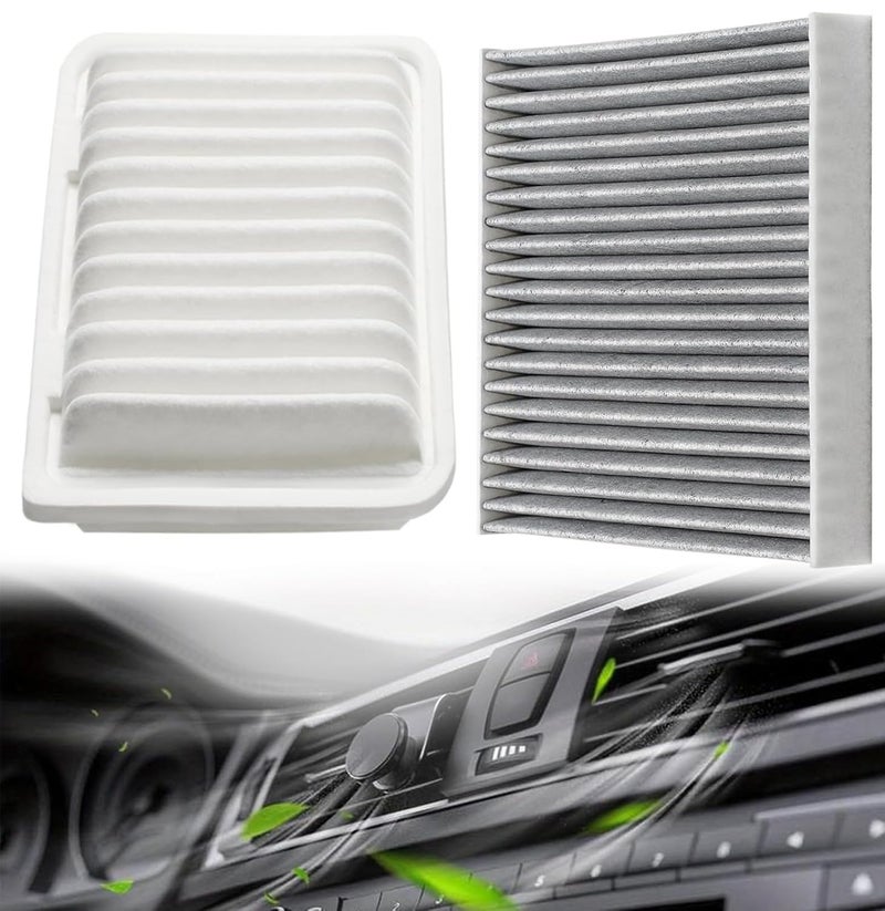 Dtomi Engine and Cabin Air Filter Combo Set Compatible With Toyota Scion Pontiac Vehicle Corolla 2009-2019 Matrix 2009-2014 Yaris 2006-2018  xD 2008-2014  Vibe 2009-2010 Replace# 87139-07010 17801-21050 - Image 1